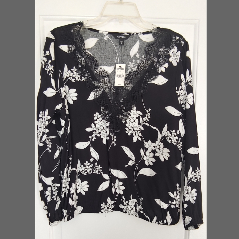 Express Long Sleeved Top with Lace - Size S
